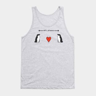 Funny Social Distancing Penguins Red Heart Tank Top